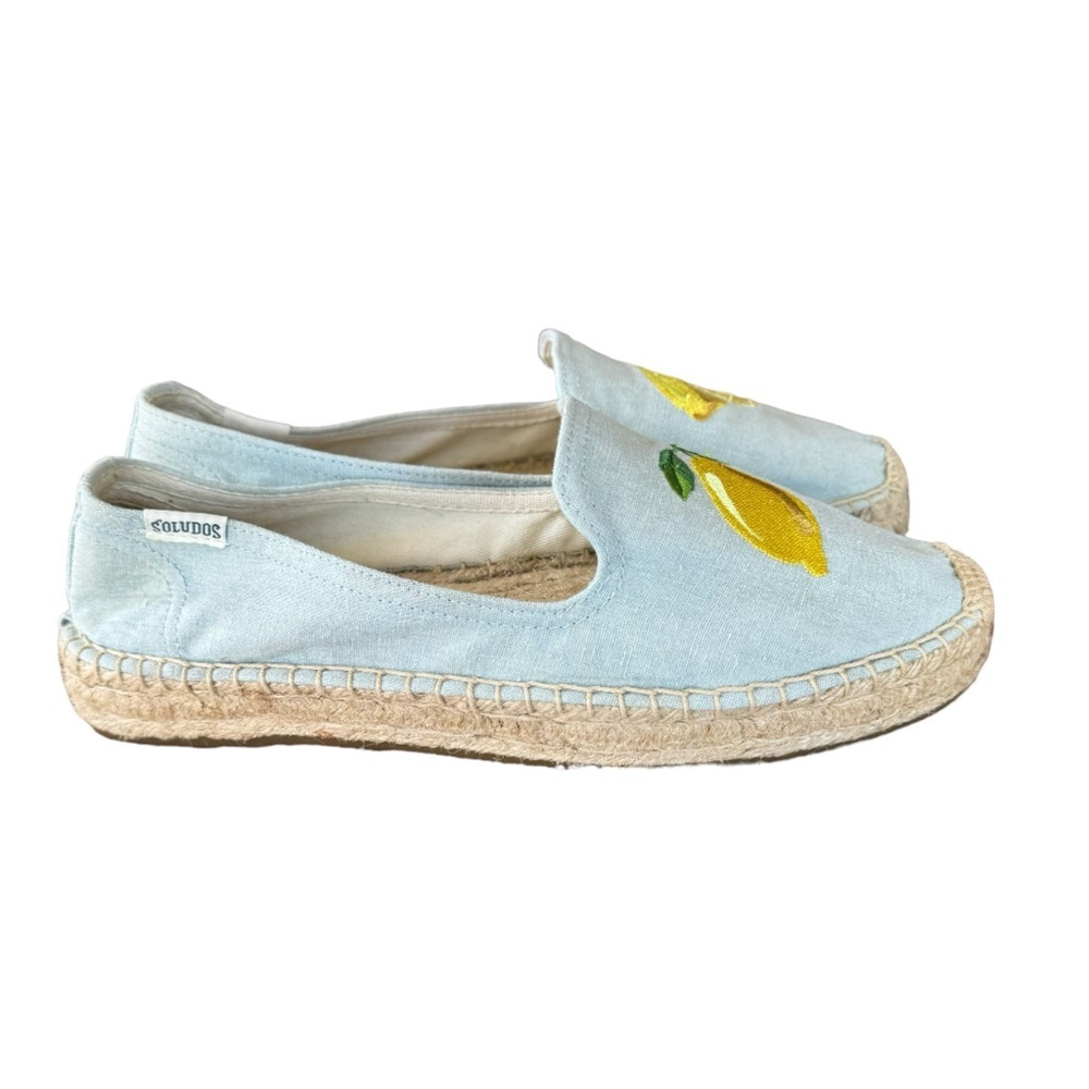 Soludos Light Blue Lemon Embroidered Loafers - Picture 4 of 9